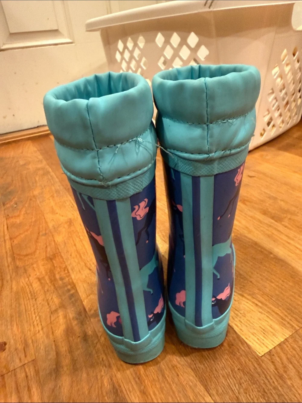 Hatley Blue Unicorn Print Kids Rain Boots